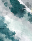 Gilded Sweep elegant teal and gold abstract wallpaper creating ambiance in a serene bathroom