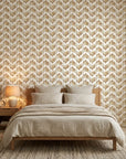 Gold Dash neutral abstract peel and stick wallpaper adding character to a cozy bedroom