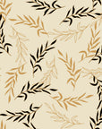 Smooth mustard gold botanical leaf peel and stick wallpaper - Golden Boughs