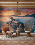 Glowing golden entryway through natural landscape features peel and stick wallpaper