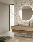 Golden Isles map wallpaper as a feature wall in a bright home office