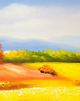 Golden Solitude autumn countryside landscape wallpaper creating ambiance in a serene bathroom