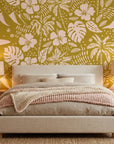 Golden Vista sunny landscape wallpaper adding character to a cozy bedroom