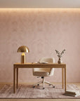 Golden Whisper blush pink and gold scallop arc wallpaper adding character to a cozy bedroom