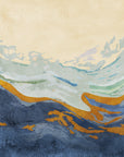 Textured peel and stick wallpaper with navy gold mountain landscape - Golden Summit