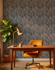 Grain Shift minimalist dash wallpaper as a feature wall in a bright home office