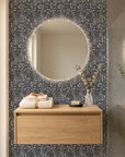 Grain Shift minimalist dash wallpaper creating ambiance in a serene bathroom