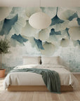 Hanging Petals elegant cream and slate botanical in a warm and inviting living room