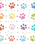 Matte white colorful crayon paw prints peel and stick wallpaper -Happy Tracks