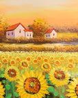 Harvest Glow golden sunflower countryside wallpaper creating ambiance in a serene bathroom
