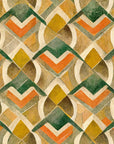 Harvest Mosaic bold orange green and gold geometric wallpaper