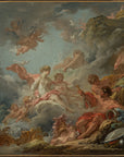 Rococo Heavenly Gathering wallpaper featuring cherubs and divine figures in soft blue, pink and gold tones