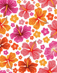 Smooth peel and stick wallpaper with pink hibiscus florals - Hibiscus Carnival