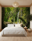 Secluded waterfall tucked within lush scenery removable wallpaper