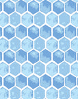 Hive Blue watercolor geometric peel and stick wallpaper