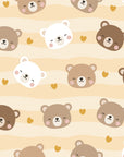 Cute brown and white bear face peel and stick wallpaper - Honey Smiles