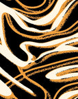 Abstract marble design featuring black, white, and gold veining, presented as a removable peel-and-stick wallpaper titled Honeyed Strata