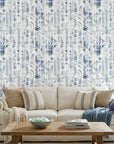 Textured indigo floral botanical peel and stick wallpaper - Indigo Reverie