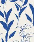 Simplistic blue and cream leaf pattern removable wallpaper