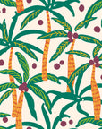 Matte cream tropical palm tree pattern peel and stick wallpaper -Island Rhythms