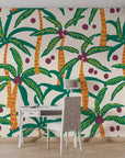 Neutral-toned palm leaf wallpaper with a non-reflective cream finish and self-adhesive backing. - Island Rhythms