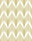 Ivory Leaf white and gold art deco leaf wallpaper