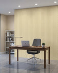 Ivory Plait tan woven wave as a feature wall in a bright home office