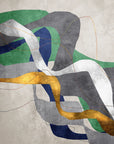 Jade & Smoke green and grey modern abstract wallpaper creating ambiance in a serene bathroom