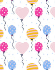 Smooth white balloon and heart party peel and stick wallpaper -Joyful Ascent