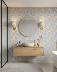 Lapis Frond soft blue botanical leaf creating ambiance in a serene bathroom
