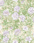 Cottage-style Lavender Garden wallpaper with soft purple blooms and green foliage on cream background