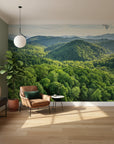 Multi-layered green landscape with atmospheric depth removable wallpaper