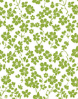 Fresh green Lime Bloom floral wallpaper with hand-painted botanical blooms on white background