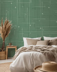 Retro green and white textured crosshatch pattern self-adhesive wallpaper
