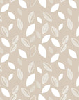 Linen-like beige leaf peel and stick wallpaper with white leaves - Linen & Leaf
