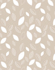 Linen-like beige leaf peel and stick wallpaper with white leaves - Linen & Leaf