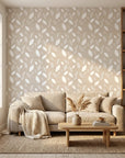 Linen & Leaf neutral beige leaf in a warm and inviting living room