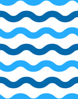 Blue and white nautical wave pattern peel and stick wallpaper - Liquid Rhythm