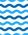 Blue and white nautical wave pattern peel and stick wallpaper - Liquid Rhythm