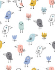 Smooth whimsical bird nursery peel and stick wallpaper - Little Songbirds