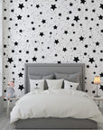Monochrome starry night sky pattern self-adhesive wallpaper - Midnight Dust