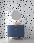 Minimalist white stars on black background removable wallpaper - Midnight Dust