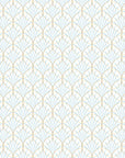 Morning Dew serene light blue and gold art deco wallpaper