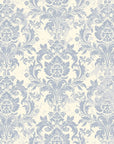 Soft blue and cream vintage damask mosaic peel and stick wallpaper - Moss Rose Mosaic