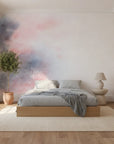 Muted Flow soft blush and grey watercolor in a warm and inviting living room