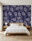 Navy Bounty bold navy pineapple adding character to a cozy bedroom