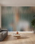 Neutral Cloud muted sage and grey abstract in a warm and inviting living room