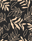 Textured black peach leaf silhouette peel and stick wallpaper - Noir Leaves