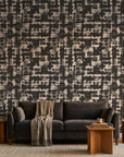 Obsidian Quarry grey abstract peel and stick wallpaper in a warm and inviting living room