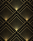 Obsidian Radiance black and gold geometric fan wallpaper